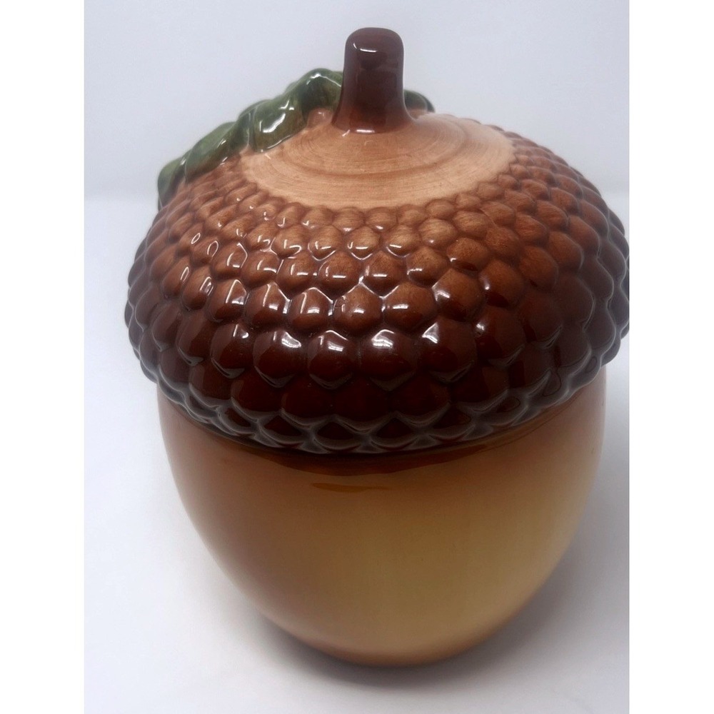 Vtg. Fall Ceramic Acorn‎ Candy/Cookie  Cannister/ Jar With Lid - Picture 4 of 16